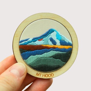 Mt Hood Embroidery Pattern | PNW Volcano Collection Embroidery Pattern | PDF Tutorial | Satin Stitch Pattern | Mountain Embroidery Design