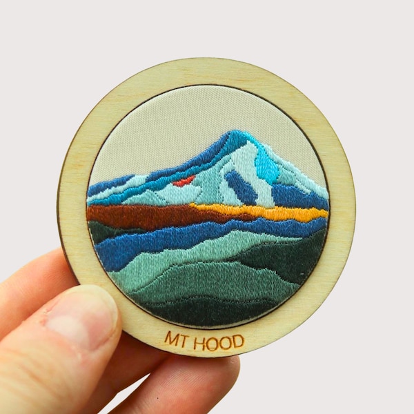 Mt Hood Embroidery Pattern | PNW Volcano Collection Embroidery Pattern | PDF Tutorial | Satin Stitch Pattern | Mountain Embroidery Design