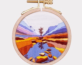 Schema di ricamo del lago Hintersee: paesaggio delle Alpi bavaresi (tutorial digitale in PDF)