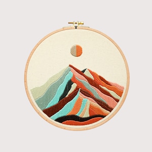 Mountain Peaks Embroidery Pattern PDF Digital Tutorial Modern Hand Embroidery DIY Embroidery Hoop Art Mountain Embroidery