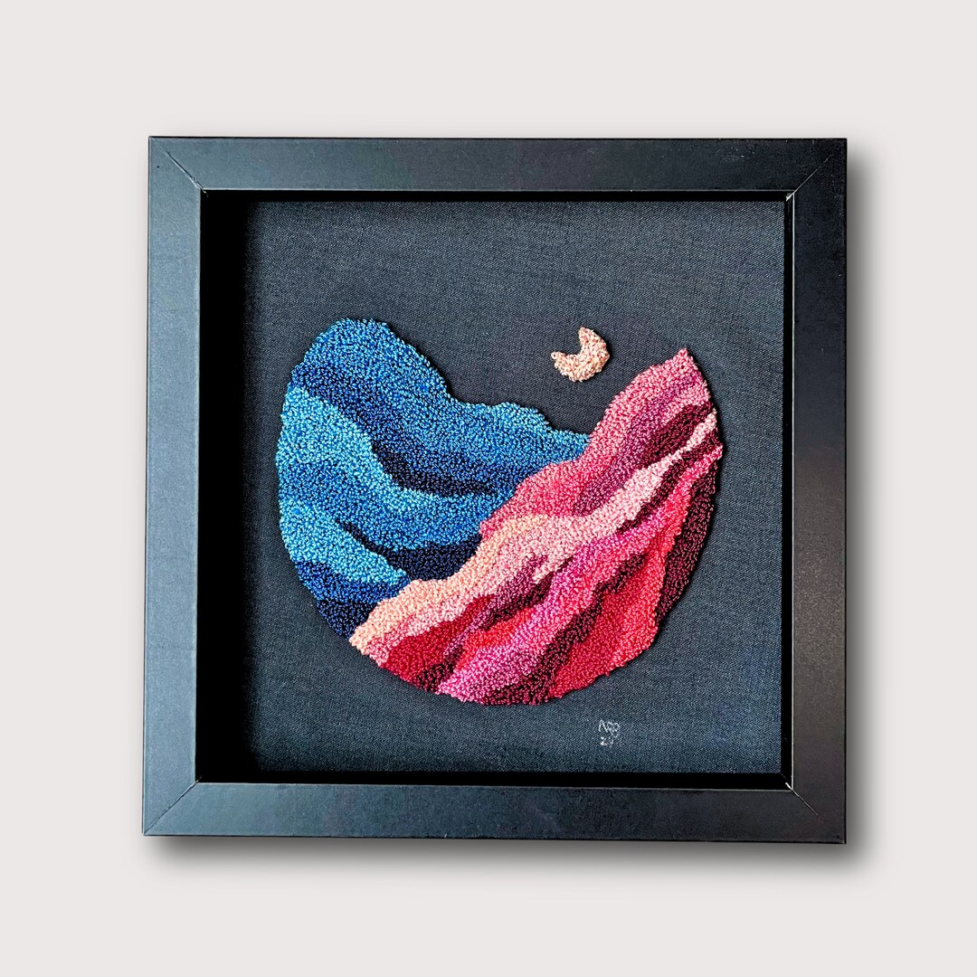 Mountain Moon Landscape Punch Needle Pattern: Beginner Embroidery (PDF ...
