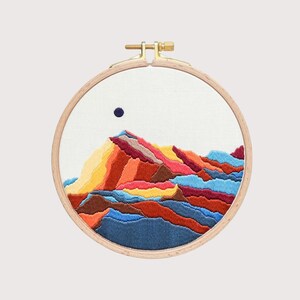 富士山の刺繍パターン：日本の風景画（PDFデジタルチュートリアル