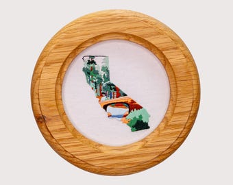 Schema per ricamo del Parco nazionale Sequoia: disegno di montagna della California (tutorial digitale in PDF)