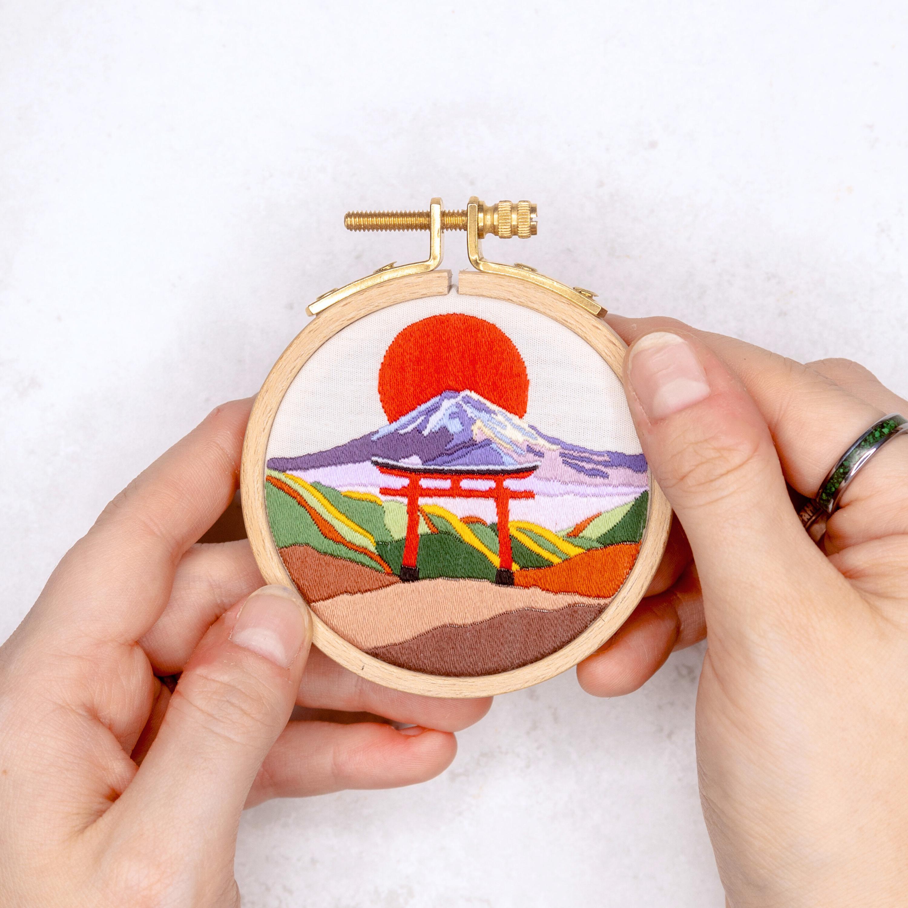 富士山の刺繍パターン：日本の風景画（PDFデジタルチュートリアル