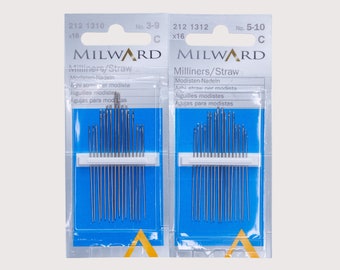 Hutmacher / Strohhalme Sticknadeln Milward | Scharfe Nadeln | Nadeln zum Sticken | Stroh Nadeln