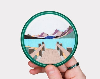 ボウ・レイクの刺繍パターン：初心者向け山の風景（PDF） - Etsy 日本