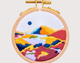 Schema di ricamo Snowdon Mountain / Paesaggio del Galles (tutorial digitale in PDF)