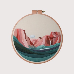 Yosemite Valley Embroidery Pattern PDF Guide Mountain Landscape Embroidery Pattern Digital Download