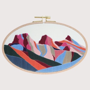The Three Sisters Mountain Embroidery Pattern | Embroider By Number | Canadian Rockies Hand Embroidery Pattern | Banff Landscape