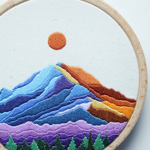 Mount Rainier Embroidery Pattern PDF Digital Tutorial Modern Hand Embroidery DIY Embroidery Hoop Art Mountain Embroidery image 2