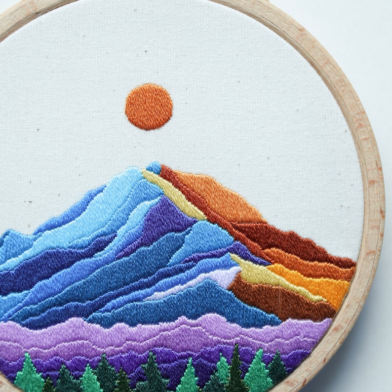 Mount Rainier Embroidery Pattern PDF Digital Tutorial Modern Hand Embroidery DIY Embroidery Hoop Art Mountain Embroidery image 2