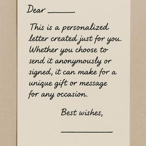 Note manuscrite personnalisée - Lettre personnalisée envoyée anonymement ou signée, cadeau ou message unique pour toute occasion