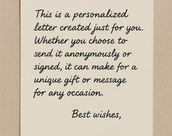 Custom Handwritten Note – Personalized Letter Sent Anonymously or Signed, Unique Gift or Message for Any Occasion