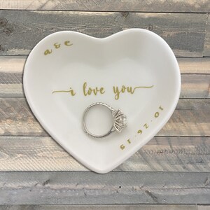 Engagement gift ring dish Wedding Gift | Jewelry Dish | Date & Initials | Wedding Gift for Couple | Personalized Gift for Her | Anniversary