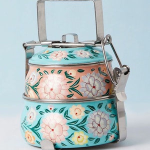 hand painted 2 tier lunch box - A dabba, or Indian-style tiffin carrier, Gift for her