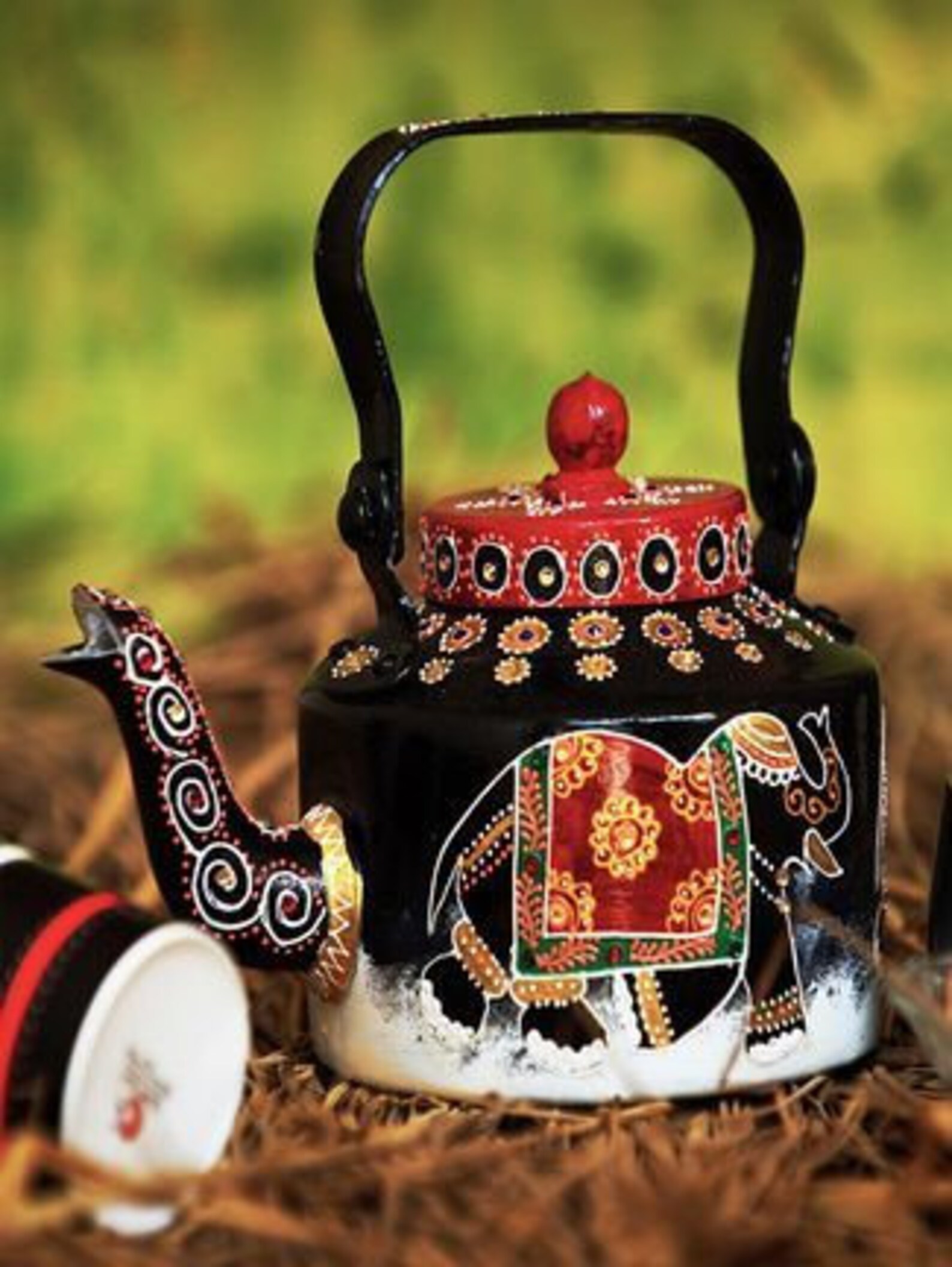 Tea Kettle Home Decor Hand Painted Tea Kettle Indian Tea Etsy