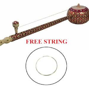 Folk Musical Meenakari Work 20" Inch Iktara Tumbi Instrument With String Hand Made Free Shipping Indian Instrument