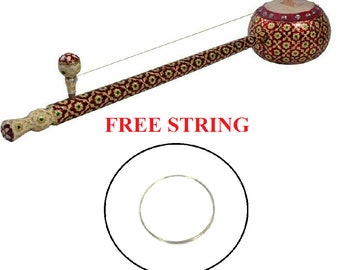 Folk Musical Meenakari Work 20" Inch Iktara Tumbi Instrument With String Hand Made Free Shipping Indian Instrument