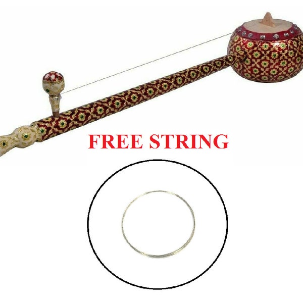 Folk Musical Meenakari Work 20" Inch Iktara Tumbi Instrument With String Hand Made Free Shipping Indian Instrument