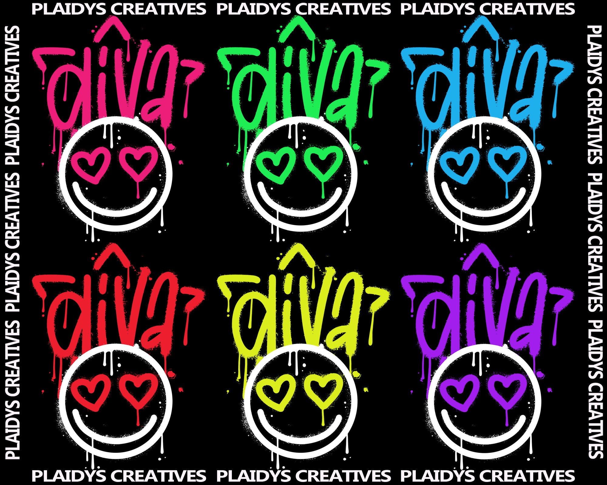 Diva Smiley Street Graffiti Style Graphic Image Instant Etsy