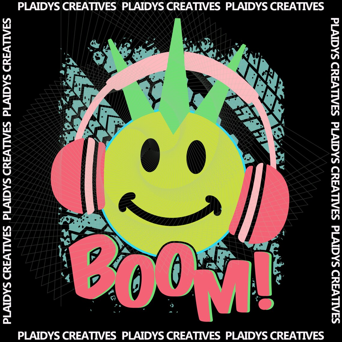 Smiley Boom Headphones Digital Design Sublimation Design Digital