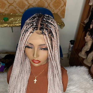 Knotless Braided Wig Box Braid Wig Braided Wig for black women Full lace wig Lace Wig Knotless Box Braid Wig, Box braided wigs, Braided Lace