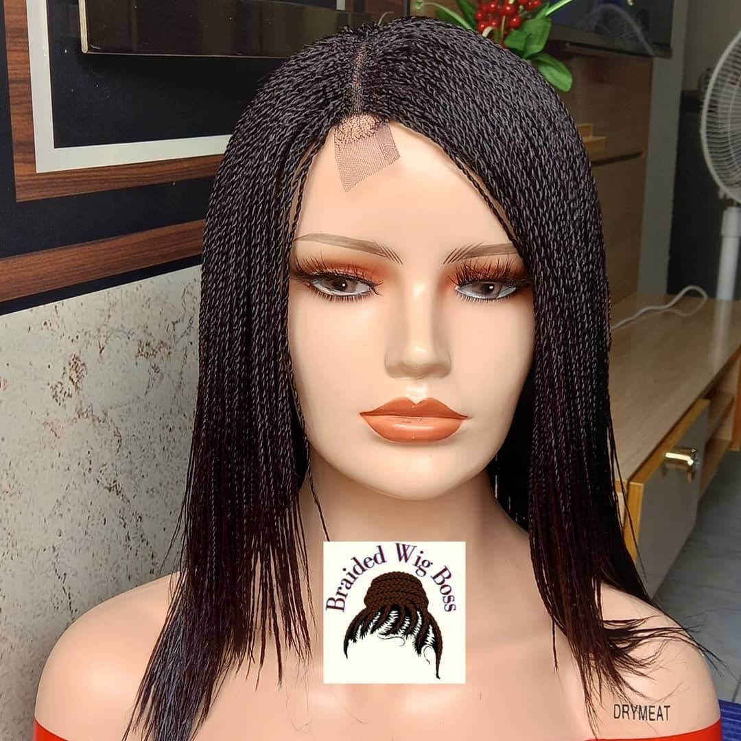 Micro Braid Wig Braided Wig Micro Twist Wig Braided Lace Etsy