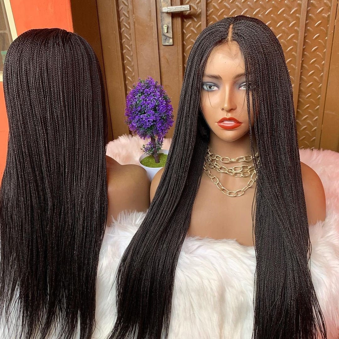 Long Micro Braid Wig Twist Braided Wigs for Black Women ON 2 BY 4 Braided  Lace Front Wig Box Braids Wig Box Braid Wig Full Lace Dreadlocks 