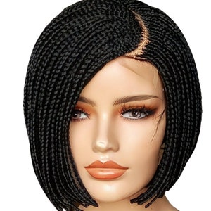 Short Bob braid wig braided lace front wigs for black women cornrow wig knotless braids faux locs dreadlocks human hair lace wig braided wig