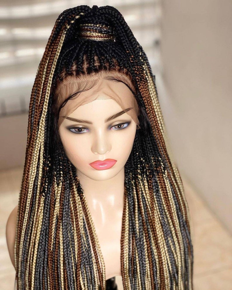 READY to SHIP Medium knotless box braids wig for black women cornrows wig cornrow faux locs dreadlocks lace frontal wig braided wig 