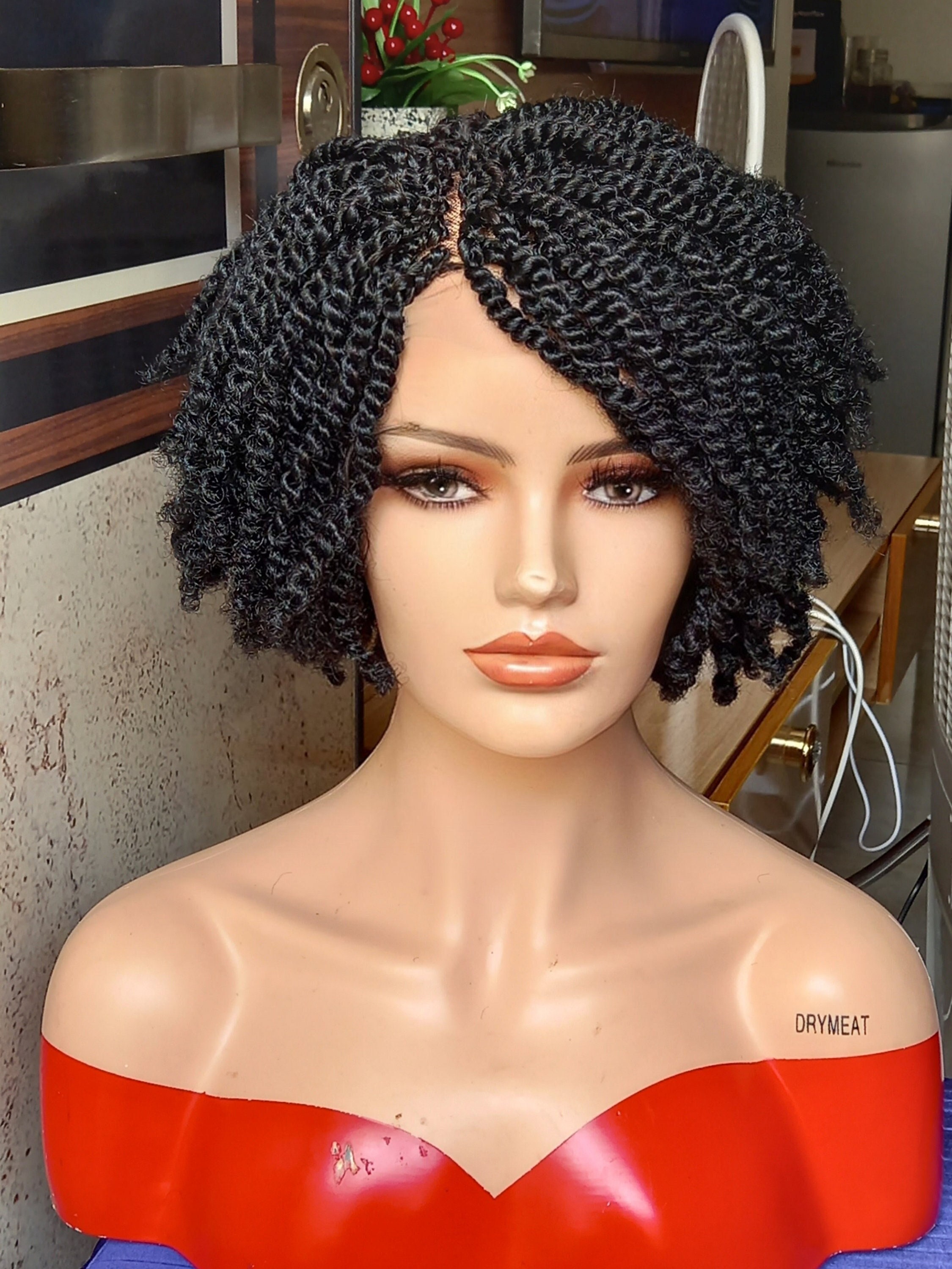 Short Kinky Braid Wig Braided Lace Front Wigs for Black Women - Etsy
