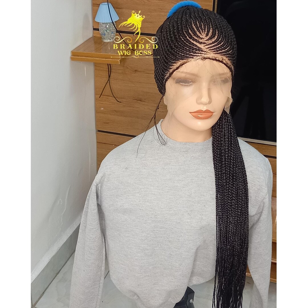 Updo Cornrow Wig on 360 Braided Lace Wig 30 Inches Glueless African ...