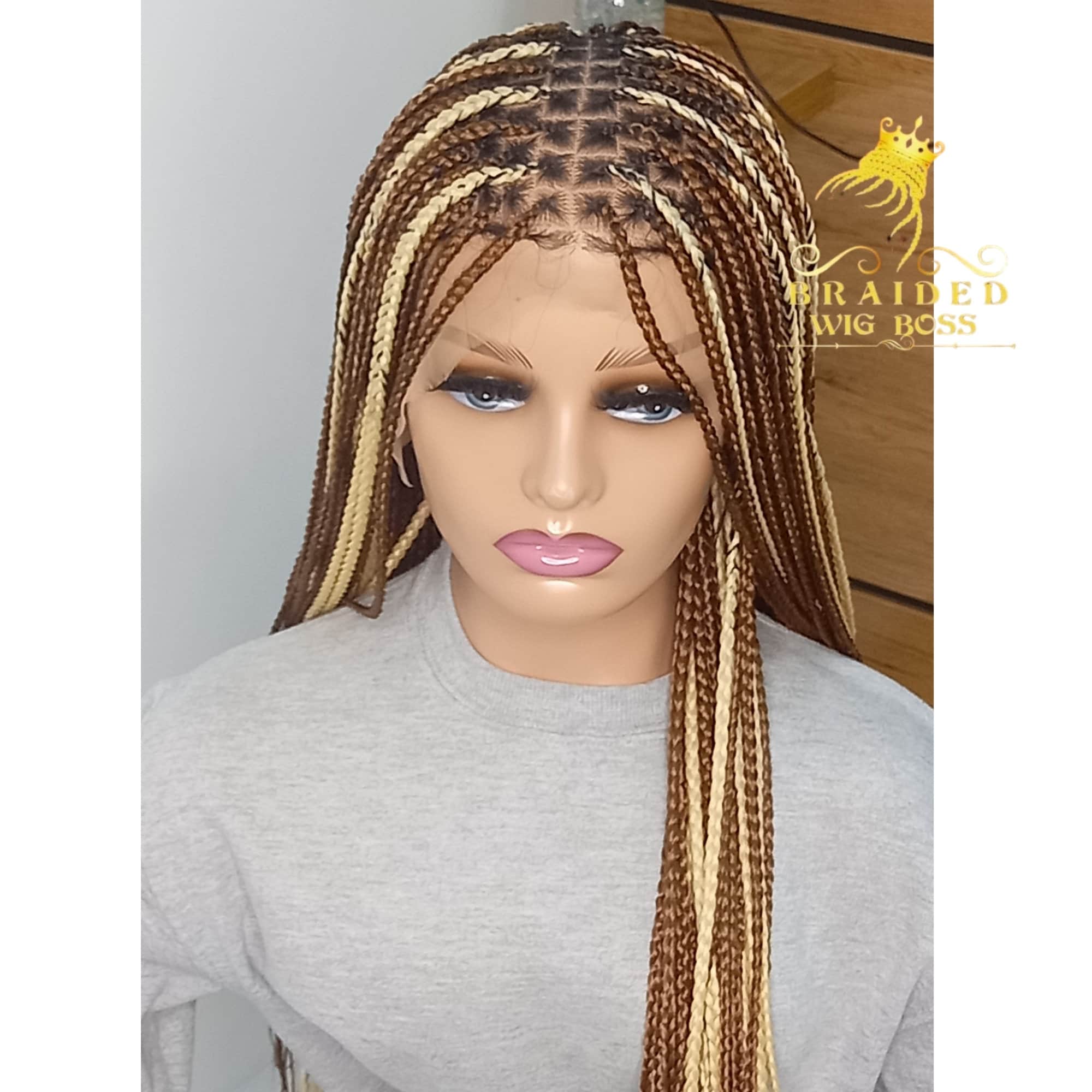 Deola Knotless Braids Burgundy Roots (13*6) (Lace Frontal)