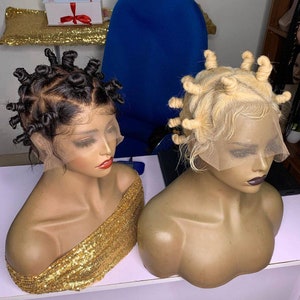 Full lace Bantu knot braided wig, Braided wig for black women, Knotless box braids wig, Braided Lace wigs, Cornrow wig, Faux locs, Braids