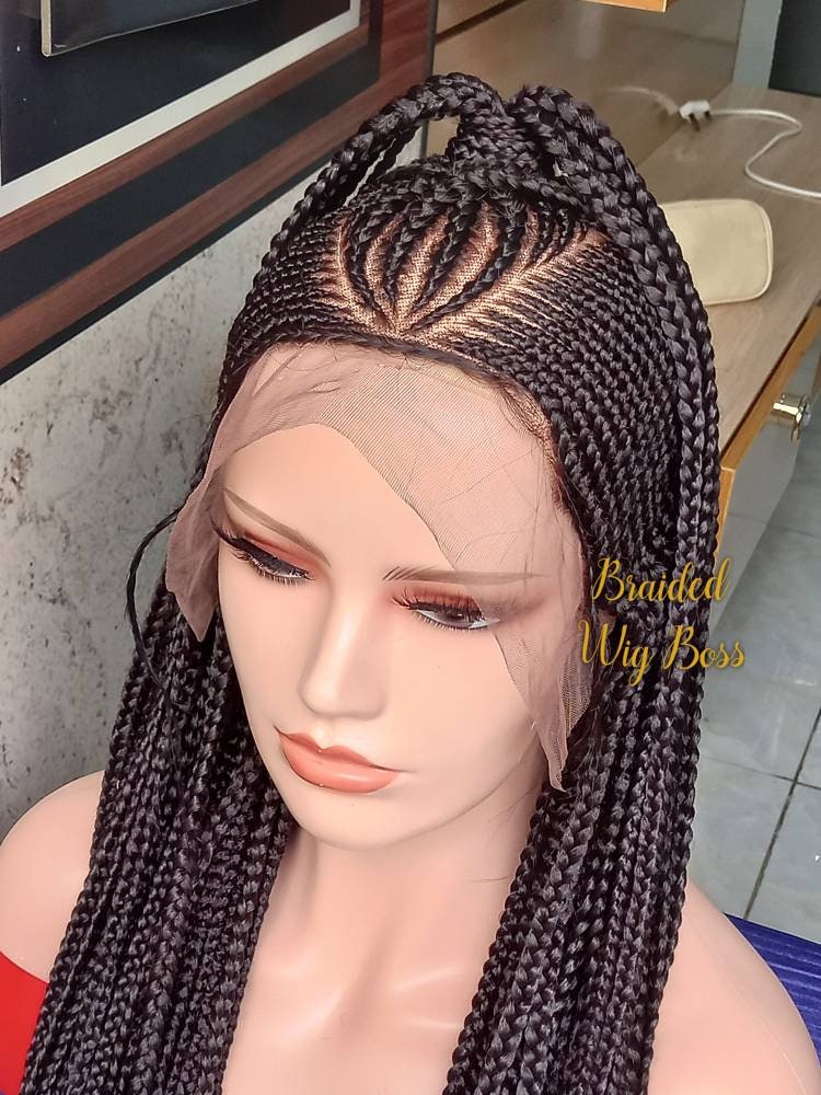 Braided Wig Full Lace Wig Braided Lace Front Wig Cornrow Wig Etsy