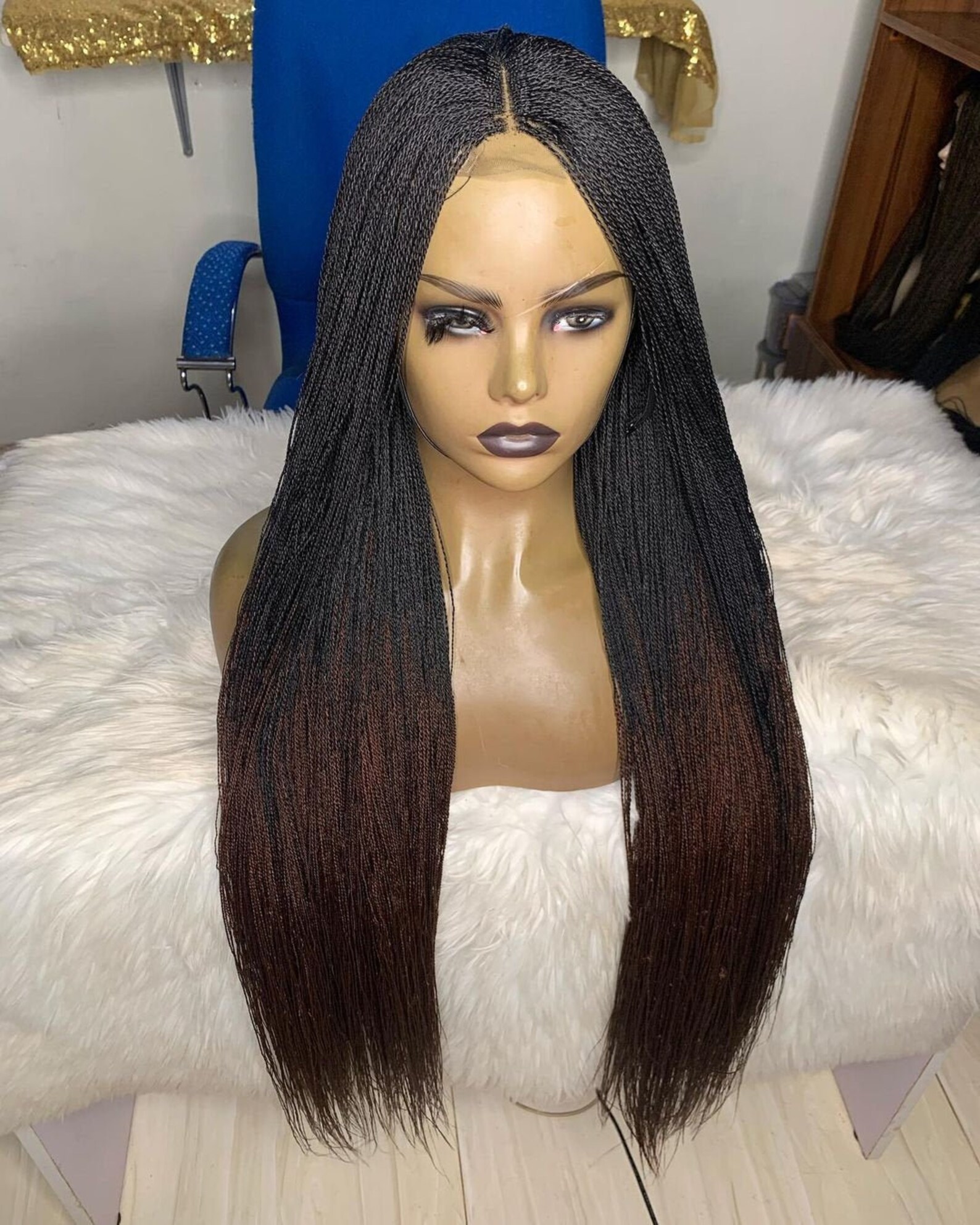 Micro Twist Braided Wig, Box Braids Wig, Lace Front Box Braid Wig, Full