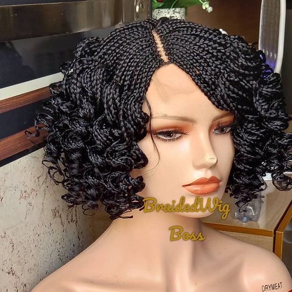 Short Curly Braid Wig Braided Lace Front Wigs for Black Women