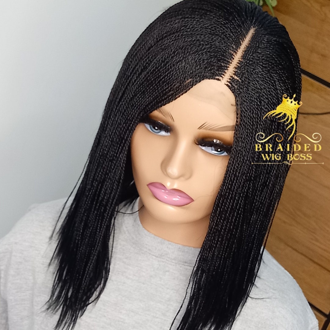 12 Short Micro Twist Braided Wig on 24 Lace Front Left Etsy 日本