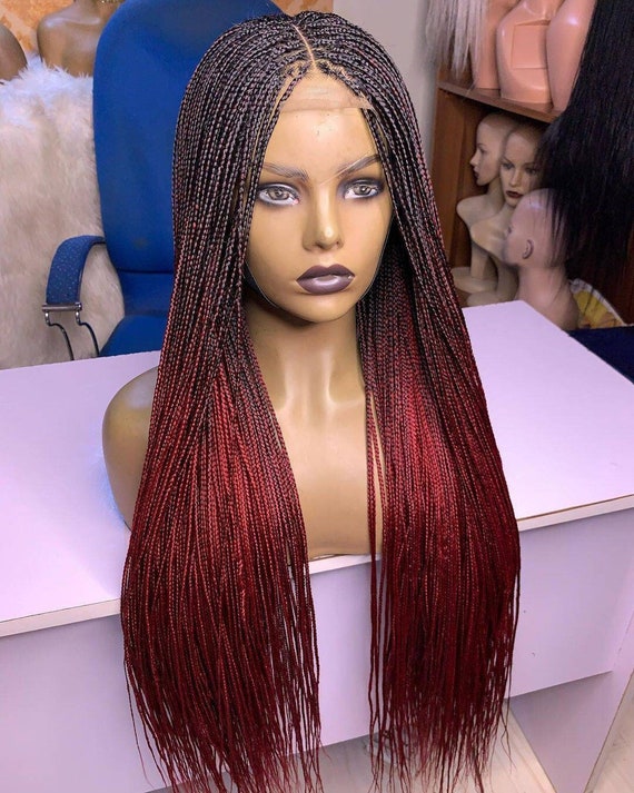 Ombre Knotless Braids Wig, Braided Lace Front Wigs for Black Women