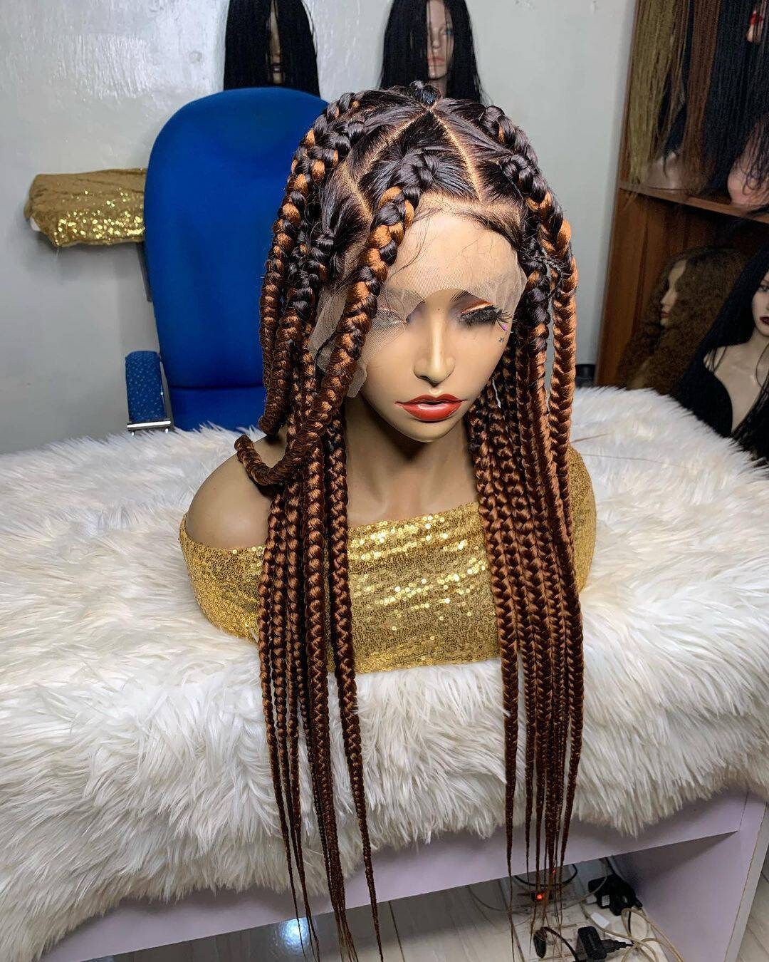 Braided Wig, Full Lace Jumbo Box Braids Wig, Lace Front Box Braid