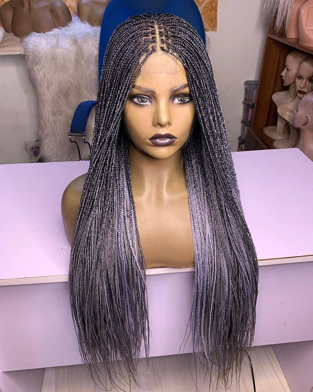 Ombre Knotless Braids Wig, Braided Lace Front Wigs for Black Women