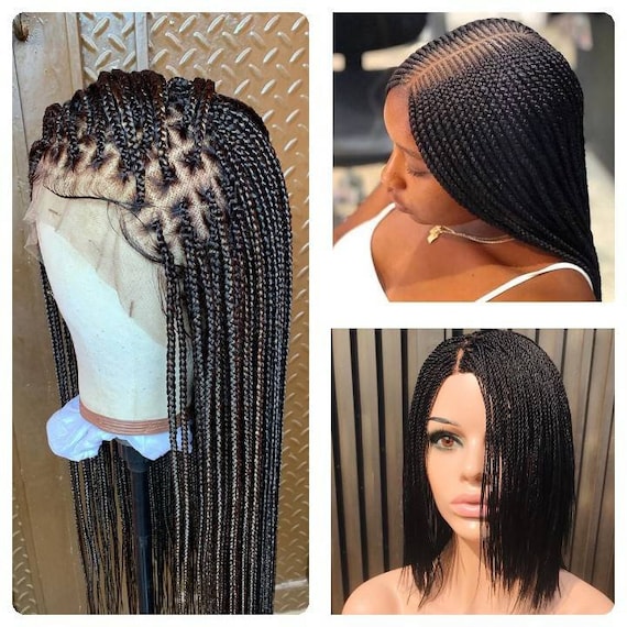 3 in 1 Bundle of Braided Wigs Knotless Braid Wig Cornrow Wig Micro Braids  Synthetic Black Lace Front Braided Wigs for Black Women Dreadlocks 