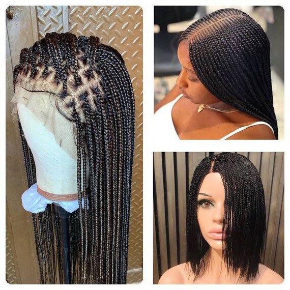 3 in 1 Bundle of Braided Wigs Knotless Braid Wig Cornrow Wig Micro Braids  Synthetic Black Lace Front Braided Wigs for Black Women Dreadlocks 