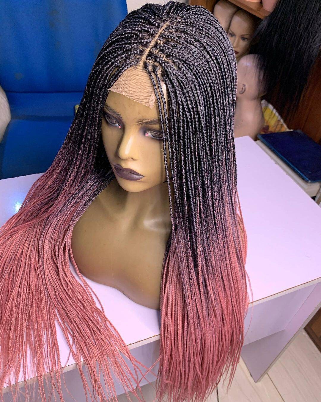 Knotless Ombre Braided Lace Front Wig for Black Women full Etsy