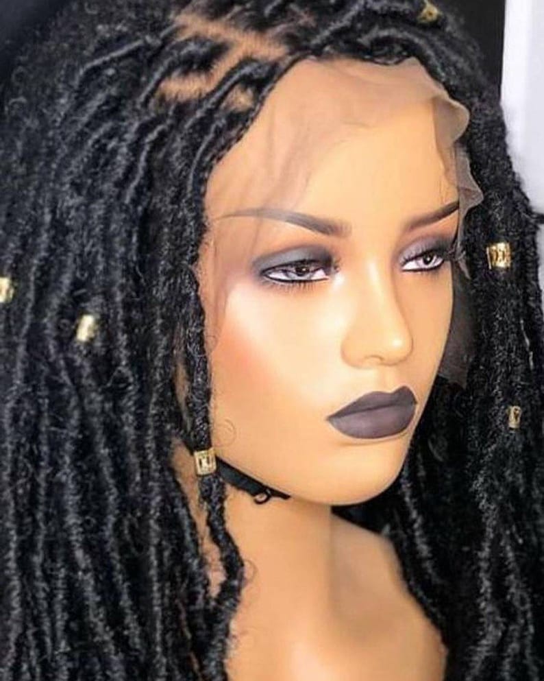 Goddess Locs Braided Wig Faux Locs Full Lace Wig Lace Front Etsy