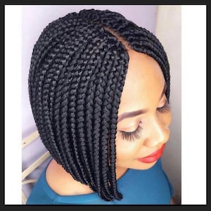 Short Bob Braided Wigs On 2*4  Lace front Braided wig, Full lace wig frontal wig, Bob hair cut, braided lace wigs, bob wig, braided bob wigs