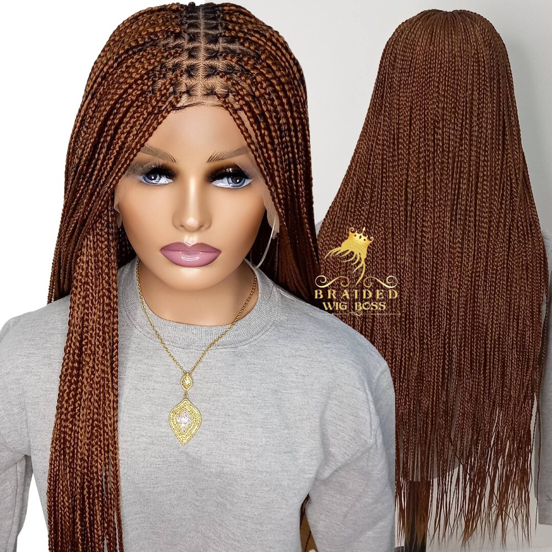 Knotless Auburn Braids Wig With 13X6 Lace Front and Baby Hair Etsy