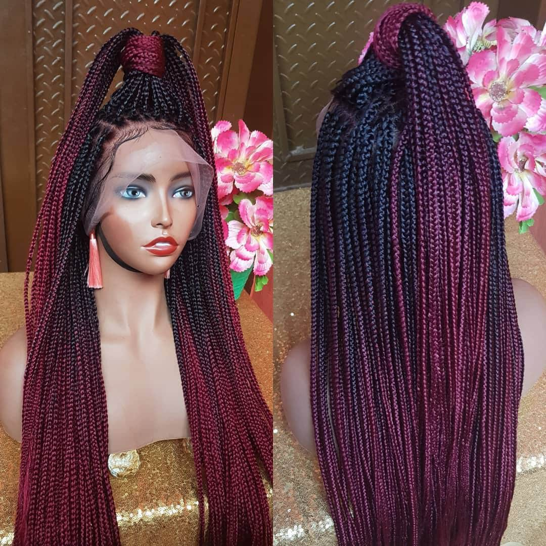 Ombre Knotless Braids Wigs for Women Braided Lace Front Wig