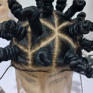 Full lace Bantu knot braided wig, Braided wig for black women, Knotless box braids wig, Braided Lace wigs, Cornrow wig, Faux locs, Braids