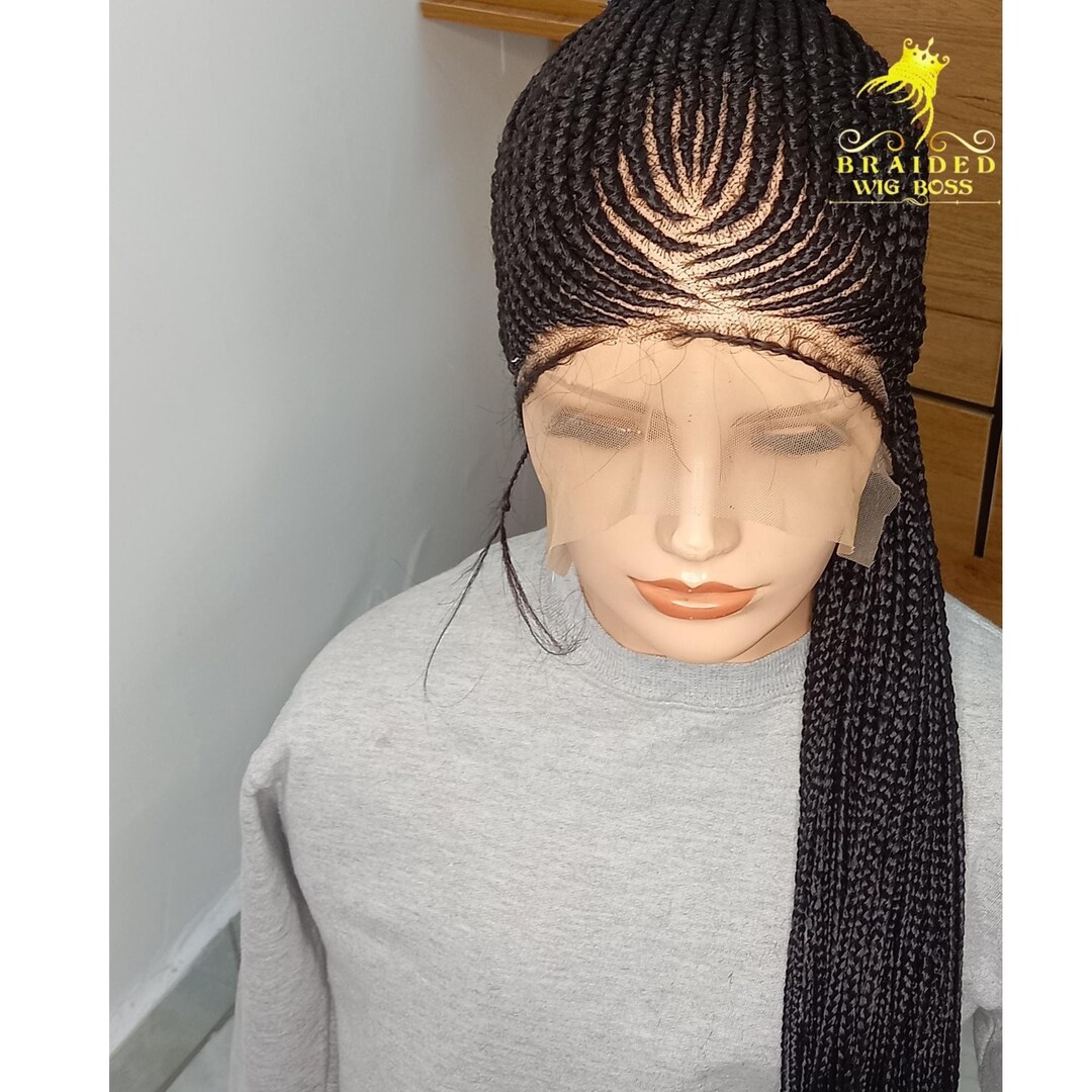 Updo Cornrow Wig on 360 Braided Lace Wig 30 Inches Glueless African